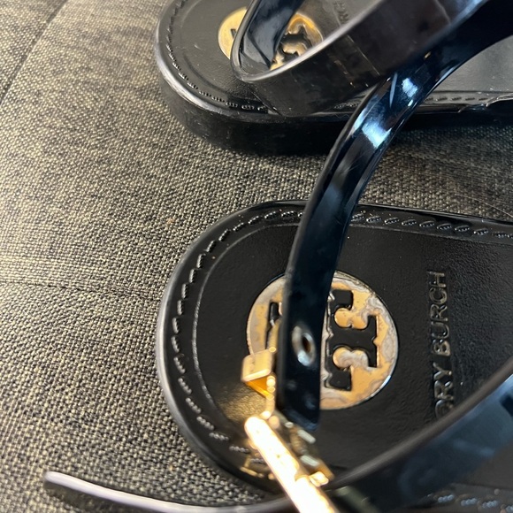 Tory Burch Black gladiator Sandals with Gold Studs - Picture 4 of 6